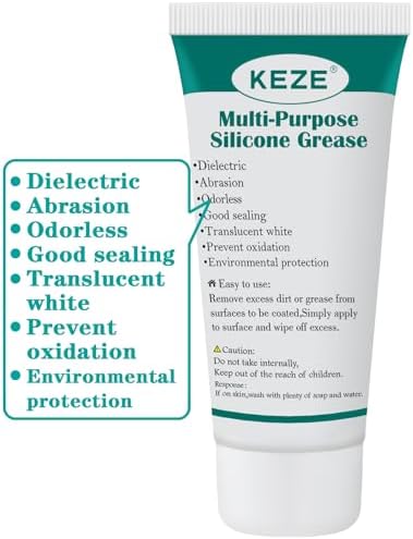 KEZE Silicone Grease Tube PTFE Synthetic Lubricant Sliding Door Grease Automotive Lubrication RV Toilet Seal Lubricant for Plumbing Faucet O Rings Plastic Parts Rubber Seal 1 oz 4-Tube