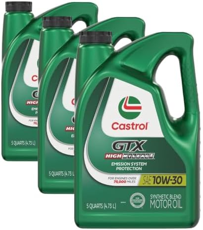 Castrol GTX High Mileage 10W-30 Synthetic Blend Motor Oil, 5 Quarts (Pack of 3)