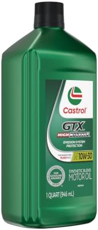 Castrol GTX High Mileage 10W-30 Synthetic Motor Oil, 1 Quart, Pack of 6