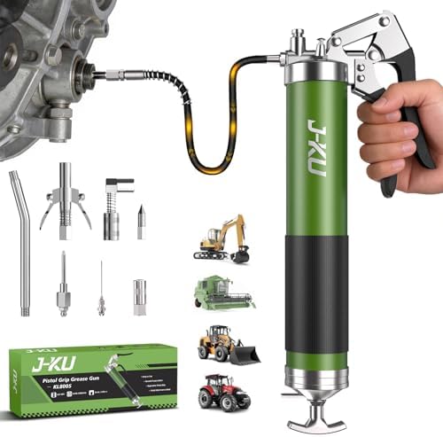 J-KU Mini Grease Gun Kit 8000 PSI, Quick-Release Coupler, 14oz Capacity
