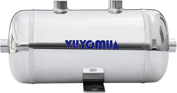 1/4" NPT Air Compressors 0.5 Gallon Stainless Steel Portable Air Compressor Max 180PSI Air Reservoir Water Storage Tank for Truck, Car, Air Horn, Inflating Tires, Air Ride