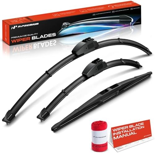 A-Premium 28"+14"+14" Windshield Wiper Blades with Wear Indicator & Towel
