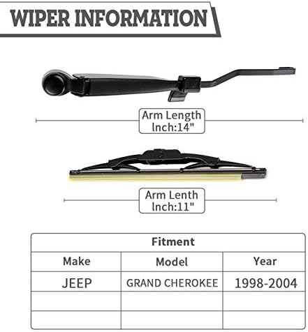 Rear Windshield Wiper Arm & Blade for Jeep Grand Cherokee 1998-2004