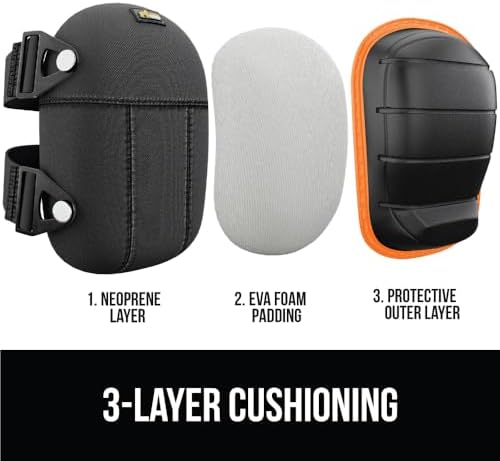 GORILLA GRIP® Knee Pads for Work, Gel Cushion Soft Foam for Men Orange