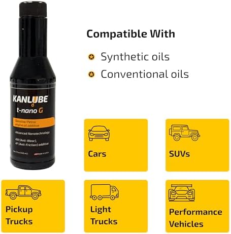 Engine Oil Additive for Car - WS₂+ MoS₂ Anti-friction Engine Treatment - Oil Treatment for High Mileage Gasoline Car Engine - Anti-wear Protectant & Friction Modifier Additive for Vehicle -5oz