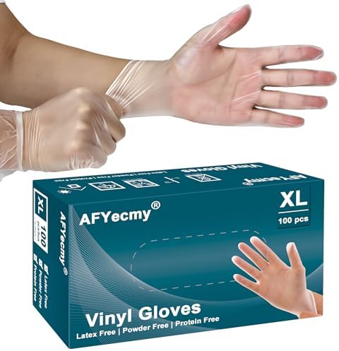 Clear Vinyl Gloves, Powder-Free & Latex-Free, Disposable Cleaning Gloves, 5 Mil, 100 Count, X-Large