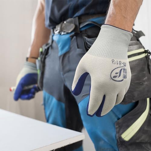 YOUKE OLA 120 Pair Gardening Gloves for Men Women, Breathable Rubber Coated Garden Gloves Working Gloves for Gardening, Construction (Black, Red, Blue)