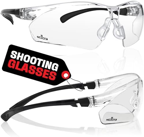 NoCry Clear Shooting Glasses for Men with Anti-Fog and Scratch Resistant Wraparound Lenses — ANSI Z87 Protective Eyewear with Adjustable Temples & Nose Pad — 100% UV Eye Protection