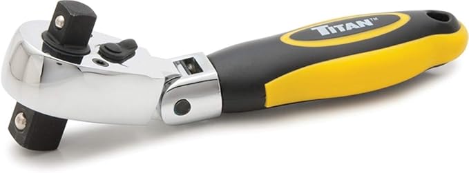 Titan 12351 3/8-Inch and 1/2-Inch Drive x 6-Inch 72-Tooth Flex Head Dual Head Stubby Ratchet