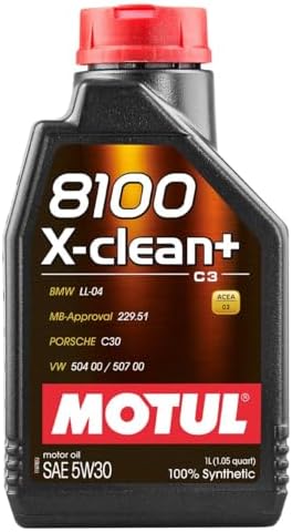 Motul 8100 X-clean+ 5W-30 Full Synthetic Motor Oil | Engineered to Help Protect Emissions Systems, Clean Engine Performance | Long Drain Capable, Improved Engine Responsiveness | 1L