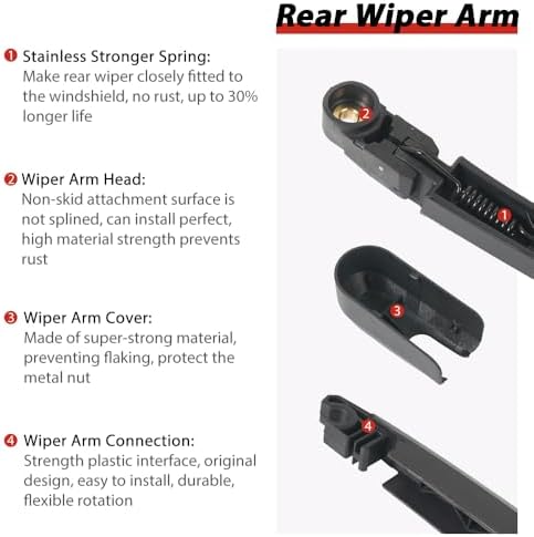 OTUAYAUTO Rear Windshield Wiper Replacement for Hyundai Tucson 2016-2021 Back Window Wiper Blade Arm Cover Kits Accessories Assembly