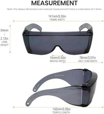 Calabria 3000 Fitover Safety Glasses with Uni-Lens – [Smoke] Wrap Around Eye Protection | Anti-Fog Scratch Resistant | Protective Eyewear
