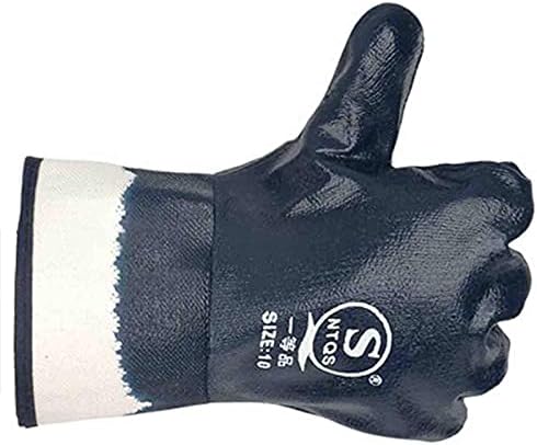 Men's Oil Gloves, Safe Wide-Cuff Gloves for Petrochemical Transport Workers, Blue Large Size 12-Pack