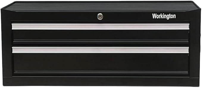Workington Industrial 2 Drawers Portable Metal Intermediate Box, 26" Middle Tool Chest Cabinet with Ball Bearing Drawer Slides, Steel Tool Storage Box Organizer 4008 Black