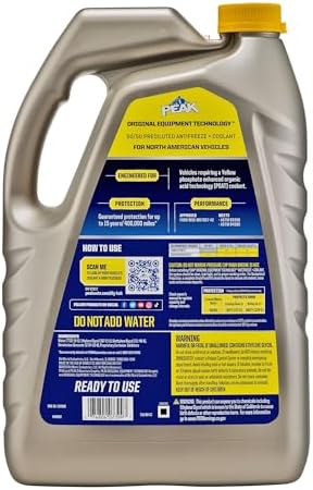 PEAK OET Extended Life Yellow 50/50 Prediluted Antifreeze/Coolant for North American Vehicles, 1 Gal.
