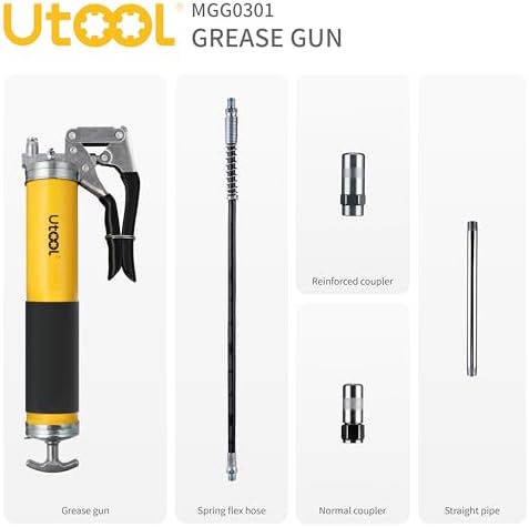 UTOOL 8000 PSI Heavy Duty Pistol Grip Grease Gun Kit, 14 oz Capacity