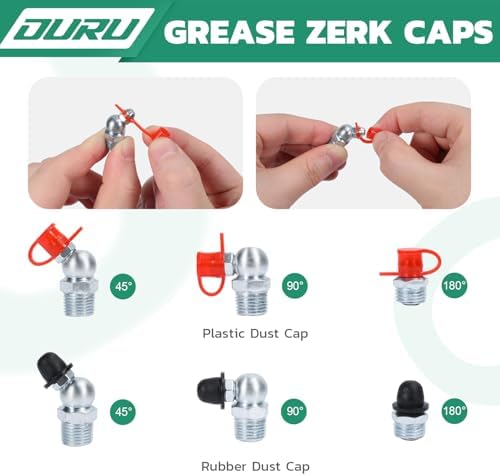 OURU M10 Metric Grease Fittings Kit, 45 Degree with Caps & Wrench(10mm)
