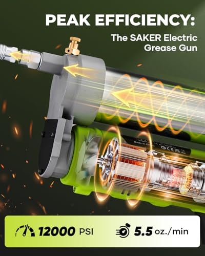 Saker 12,000 PSI Electric Grease Gun, Cordless Grease Gun Kit