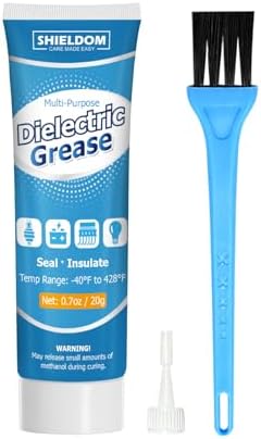 SHIELDOM Dielectric Grease, Automotive Silicone Electrical Grease - Waterproof, Heat-Resistant, Insulate & Lubricate Seals for Spark Plugs, Battery Terminals & Electrical Connectors 0.7oz/20g