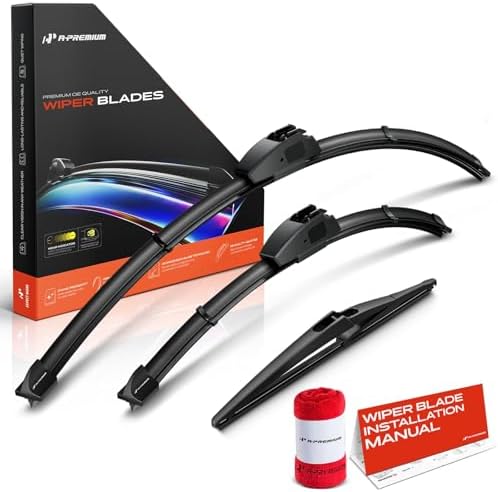 A-Premium 26"+14"+12" Windshield Wiper Blades with Wear Indicator & Towel