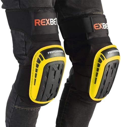 REXBETI Knee Pads for Men, Anti-slip Construction Gel Knee Pads for Work