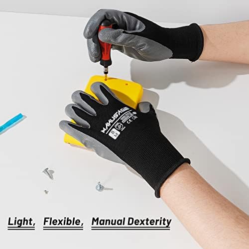 MANUSAGE Safety Work Gloves - Protective Glove for Men & Women - Ultrathin Hand Protection - For Construction, Gardening, Landscaping - Orange - Size XL - 6 Pairs