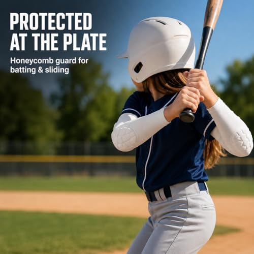 AceList Kids Youth Elbow Pads (Pair) - Honeycomb Padded Compression Arm Sleeves for Baseball, Softball, Volleyball & Basketball - Youth Elbow Guard for Boys & Girls Ages 5-15