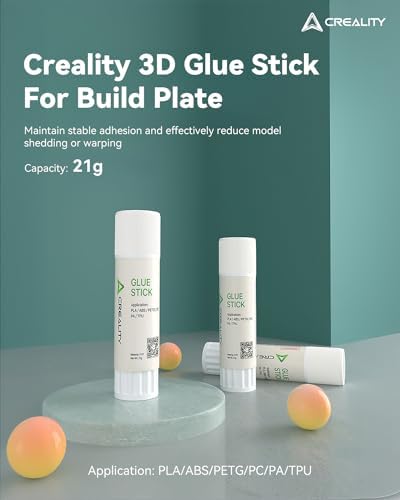 Creality 3D Printer Glue Sticks PVP Solid Glue Sticks for 3D Printing Hot Bed Build Plate, Enhanced Adhesion Reduces Warping for Filament, 3D Printer Adhesive for PLA/ABS/PETG/PC/PA/TPU, 1 Pack