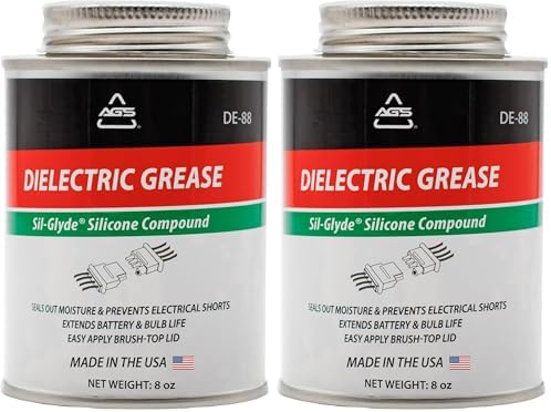 AGS Automotive Solutions Brush Top Can Dielectric Silicone Grease Compound for All Electrical Components and Connectors, 8 oz, Percise and Easy Application (Pack of 2)