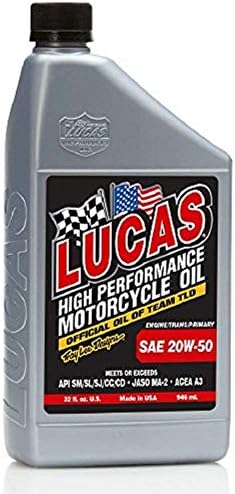 Lucas Oil 10700 SAE 20W-50 Motorcycle Oil - Gray, 1 Quart (32 Ounces)