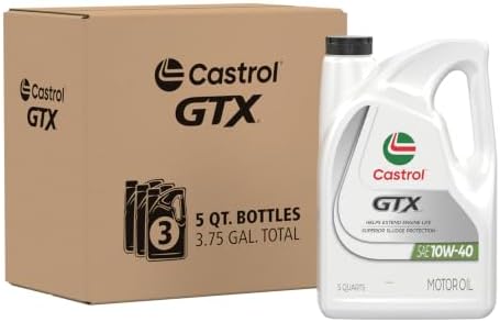 Castrol GTX 10W-40 Conventional Motor Oil, 5 Quarts, Pack of 3
