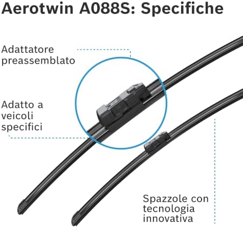BOSCH 3397007088 AeroTwin Wiper Blades - Set of 2 (26"& 20") Top Lock 19mm