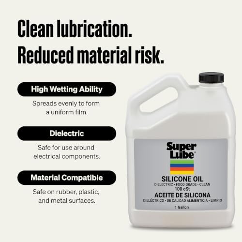 Super Lube 56101 Synthetic Silicone Oil 100 cSt, 1 gal Bottle, Translucent Clear