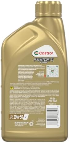Castrol Power1 V-Twin 20W-50 Full Synthetic Motorcycle Oil, 1 Quart, Pack of 6
