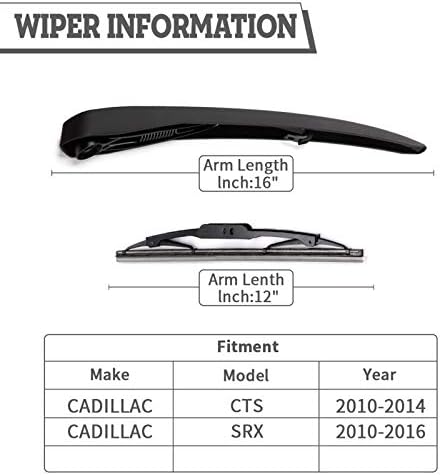 Rear Wiper Arm & Blade Kit for Cadillac SRX 2010-2018,CTS 2010-2014