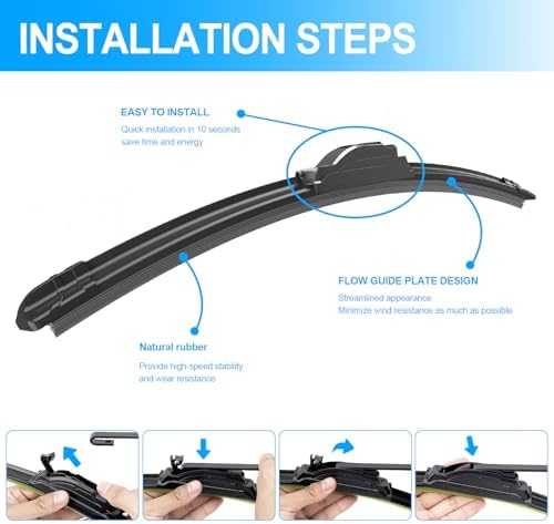 CJPPPZIW® Windshield Wipers-26"+16"+12" Replacement for 2023-2024 Kia Sportage OEM Quality Premium All-Season Front Rear Wiper Blades (Pack of 3)