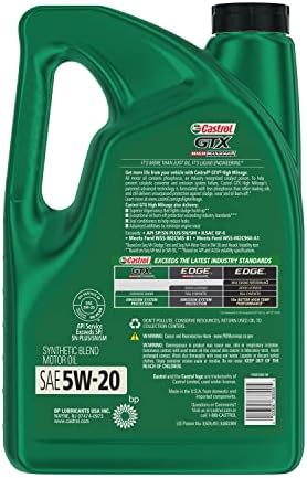 Castrol GTX High Mileage 5W-20 Synthetic Blend Motor Oil, 5 Quarts (Pack of 2)