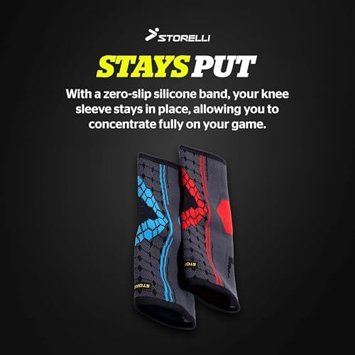 Storelli Knee Sleeve, Compression Knee Brace, Zero-Slip Silicone Band, Customizable Fit, Performance Support and Recovery, Superior Breathability