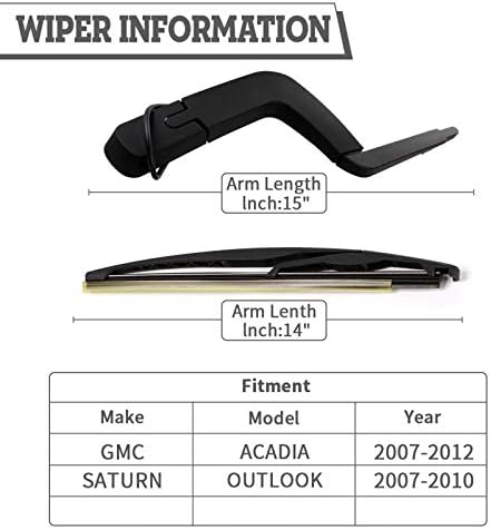 Rear Wiper Arm Blade for GMC Acadia 2007-2012,Saturn Outlook 07-2010