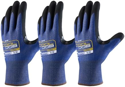 COOLJOB A5 Fiberglass Free Cut Resistant Gloves for Men, Touchscreen, Grip Nitrile Coated, No PFAS, Non Slip, Soft & Durable