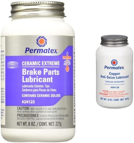 Permatex 24125 Ceramic Extreme Brake Parts Lubricant, 8 oz., Pack of 1 & 09128 Copper Anti-Seize Lubricant, 8 oz.