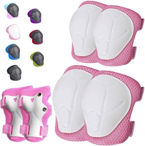Kids/Youth Knee Pads Elbow Pads for 3-14Years Boys Girls 6 in 1 Kids Protective Gear Set Adjustable for Skating Cycling Bike Rollerblading Scooter Roller Skates