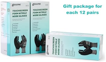 DULFINE MicroFoam Nitrile Coated 12 Pairs Work Gloves for Men Yellow M