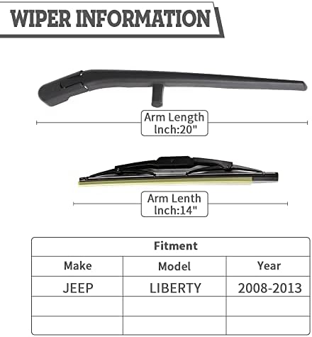 Rear Windshield Wiper Arm & Blade Assembly for Jeep Liberty 2008-2012