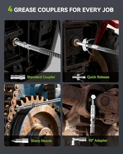 J-KU Electric Grease Gun Kit with 2 4.0Ah Batteries, 12000 PSI Cordless
