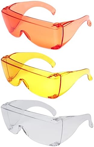 Calabria 3000 Fitover Safety Glasses with Uni-Lens – [Clear/Orange/Yellow - 3 Pack] Wrap Around Eye Protection | Anti-Fog Scratch Resistant | Protective Eyewear