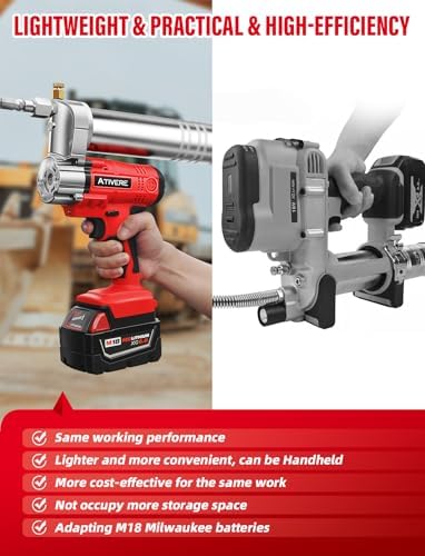 Grease Gun Cordless 10000 PSI for M18 Max Milwaukee 12in Spring Hose