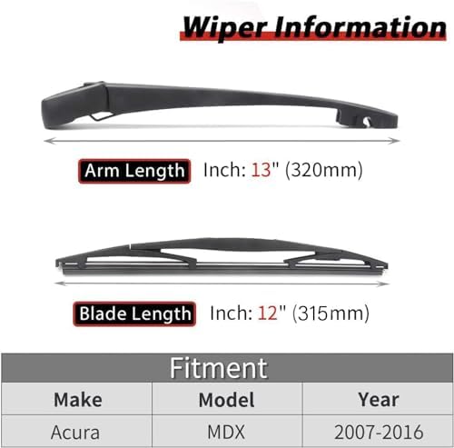 Replacement for Acura MDX 2007-2016, Rear Windshield Wiper Arm Blade Set - OTUAYAUTO Factory OEM Style 76720STXA01