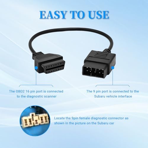 OBD1 to OBD2 Adapter Cable for Subaru 9 Pin to 16 Pin Diagnostic Cable