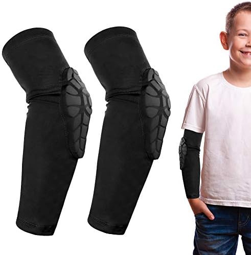 AceList Kids Youth Elbow Pads (Pair) - Honeycomb Padded Compression Arm Sleeves for Baseball, Softball, Volleyball & Basketball - Youth Elbow Guard for Boys & Girls Ages 5-15